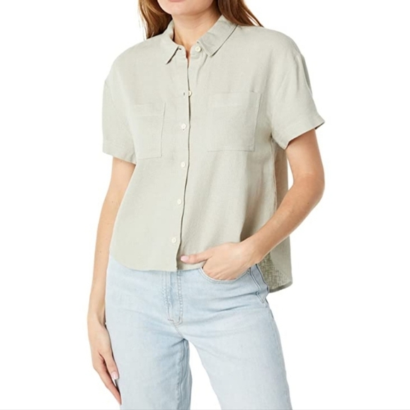 Madewell Pants - Madewell Breezewoven Beachside Shirttail Top Collared Button Up Shirt Size M